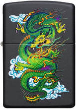 Load image into Gallery viewer, Zippo Black Matte Dragon Pocket Lighter, Black Matte Green Dragon, 1 Count (Pack of 1)