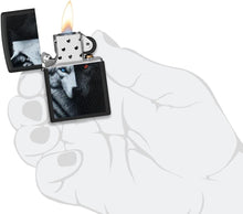 Load image into Gallery viewer, Zippo Lighter - Customized Message Two Wolves Black Matte Pocket Lighter 46694