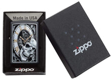Load image into Gallery viewer, Zippo Lighter - Personalized Custom Message Engraved on Back for Skull Clock Design Windproof Zippo Lighter #29854
