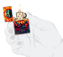 Load image into Gallery viewer, Zippo Lighter - Custom Engraved with Your Message for Spooky Sunflower Design 540 Tumbled Brass Pocket Lighter 46267