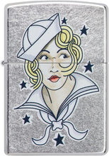 Load image into Gallery viewer, Zippo Sailor Girl Tattoo Design Street Chrome Pocket Lighter