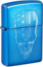Load image into Gallery viewer, Zippo Lighter - Personalized Message Engraved on Backside for Fire Fighter Windproof Lighter (American Flag Skull 48739)