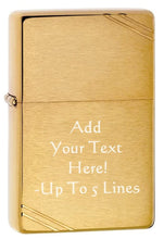 Load image into Gallery viewer, Zippo Lighter - Personalized Custom Message Engrave on Brass Windproof Lighter Vintage w/Slashes 240