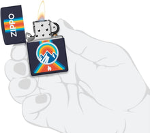 Load image into Gallery viewer, Zippo - Customized Message on Zippo Logo with Mountains - Navy Blue Matte 48639