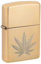 Load image into Gallery viewer, Zippo Lighter - Customized Message on Polished Brass Leaf Pocket Lighter 46560