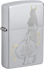 Load image into Gallery viewer, Zippo Lighter - Custom Message Engrave Devilish Ace Design - Satin Chrome 48658