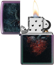 Load image into Gallery viewer, Zippo Lighter - Customized Message Dark Heart Iridescent Pocket Lighter 46583