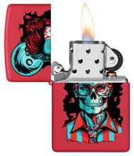 Load image into Gallery viewer, Zippo Lighter - Custom Engraved with Your Message for Dapper Skeleton Design Red Matte Pocket Lighter 46242
