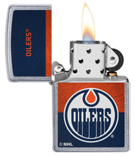 Load image into Gallery viewer, Zippo Lighter - Personalized Customize Message Engrave on Backside for Edmonton Oilers NHL Team 48039