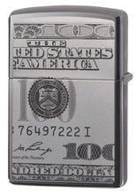 Load image into Gallery viewer, Zippo Lighter - Personalized Customize Message Engrave on Backside for Ben Franklin Dollar Bill #49025