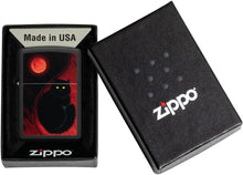 Load image into Gallery viewer, Zippo Black Cat Design Black Matte Pocket Lighter