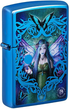 Load image into Gallery viewer, Zippo Lighter - Customized Message on Mystic Aura Fairy - High Polish Blue 48985
