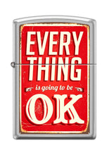 Load image into Gallery viewer, Zippo Lighter- Everything Ok Sign Design Satin Chrome Windproof Lighter #Z5036