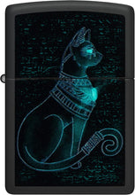 Load image into Gallery viewer, Zippo Black Light Spiritual Cat Design Black Matte Pocket Lighter