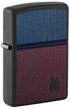 Load image into Gallery viewer, Zippo Lighter - Custom Engraved with Your Message - Color Block Flame Design - Black Matte 46476