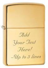Load image into Gallery viewer, Zippo Lighter - Personalized Custom Message Engrave on Brass Windproof Lighter Armor 169