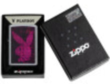 Load image into Gallery viewer, Zippo Playboy Black and Pink Stripes Rabbit Head Design Pocket Lighter