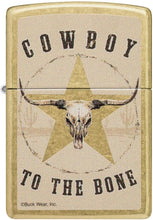Load image into Gallery viewer, Zippo -Customized Message Cowboy to The Bone for Buck Wear - Tumbled Brass 48937