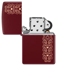 Load image into Gallery viewer, Zippo Lighter - Custom Engraved with Your Message for Heart Garland Design Merlot Pocket Lighter 46296