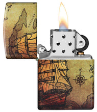 Load image into Gallery viewer, Zippo Lighter - Personalized Custom Message Engraved on Backside Pirate Ship Design 540 Color #49355