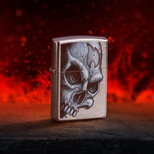 Load image into Gallery viewer, Zippo Lighter - Customize Message on Skull and Flame Street Chrome Pocket 46587