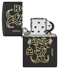 Load image into Gallery viewer, Zippo Lighter - Custom Engraved with Your Message - Masked Joker Design, Engraved - Black Matte 46290