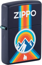 Load image into Gallery viewer, Zippo - Customized Message on Zippo Logo with Mountains - Navy Blue Matte 48639