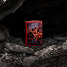 Load image into Gallery viewer, Zippo - Customized Message on Anne Stokes Fire Dragon Red Matte Pocket 46690