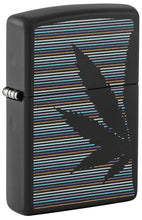 Load image into Gallery viewer, Zippo Lighter - Custom Message Engrave Leaf with Lines - Black Matte 48927
