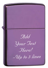 Load image into Gallery viewer, Zippo Lighter - Personalized Message Engraved on Backside Colored Windproof Lighter Purple 24747