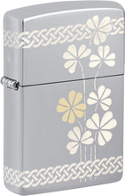 Load image into Gallery viewer, Zippo Laser 360° Clover Design High Polish Chrome Pocklet Lighter