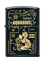 Load image into Gallery viewer, Zippo Lighter- Personalized Message for Aquarius Zodiac Black Matte #Z5298