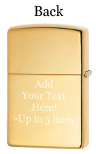 Load image into Gallery viewer, Zippo Customized Message on on Brass Windproof Armor Case Brass Deep Carve 48570