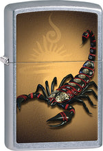 Load image into Gallery viewer, Zippo Lighter - Black and Red Scorpion with Tribal Sun Street Chrome Windproof Lighter #Z148