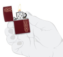 Load image into Gallery viewer, Zippo Lighter - Custom Engraved with Your Message for Heart Garland Design Merlot Pocket Lighter 46296
