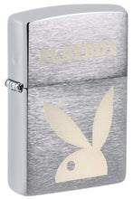 Load image into Gallery viewer, Zippo Lighter - Personalized Customize Message Engrave on Backside for Playboy Bunny (Brushed Chrome #49831)