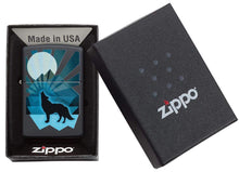 Load image into Gallery viewer, Zippo Lighter- Personalized Engrave Wolf Lighter Black and Blue 29864