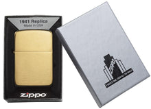 Load image into Gallery viewer, Zippo Lighter - Personalized Message Engraved Customized 1941 Replica Original Windproof Lighter 1941 Brush Brass 1941B