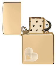 Load image into Gallery viewer, Zippo Lighter - Custom Engraved with Your Message for Double Hearts Design High Polish Brass Pocket Lighter 46281