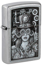 Load image into Gallery viewer, Zippo Lighter - Personalized Custom Message Engraved on Backside for Special Designs Windproof Lighter (Steampunk Girl 48387)