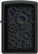 Load image into Gallery viewer, Zippo Lighter - Custom Message Engrave Steampunk Gears - Black Matte 48999