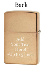 Load image into Gallery viewer, Zippo Lighter - Personalized Custom Message Engraved on Backside for Tarot Card XIX, The Sun Brushed Brass Windproof Pocket Lighter 48758