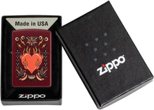 Load image into Gallery viewer, Zippo Lighter - Customized Message on Tattoo Heart Merlot Pocket Lighter 46584