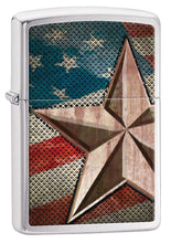 Load image into Gallery viewer, Zippo Lighter - Personalized Message Engraved on Backside Americana Eagle USA Flag Patriotic (Brush Chrome #Z5015)
