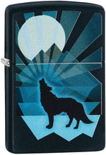 Load image into Gallery viewer, Zippo Wolf and Moon Design Black Matte Pocket Lighter