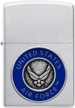 Load image into Gallery viewer, Zippo Customized Message on United States Air Force Emblem - Satin Chrome 48976