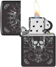 Load image into Gallery viewer, Zippo Lighter - Customize Message on Royal Skull High Polish Black Pocket 46699