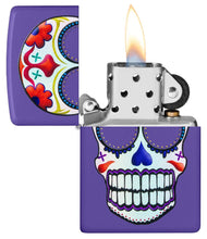 Load image into Gallery viewer, Zippo Lighter - Personalized Customize Message Engrave on Backside for Skull Emblem Design Part1 (Purple Matte #49859)
