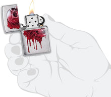 Load image into Gallery viewer, Zippo Gory Skull Design Brushed Chrome Pocket Lighter, Silver
