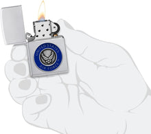 Load image into Gallery viewer, Zippo Customized Message on United States Air Force Emblem - Satin Chrome 48976